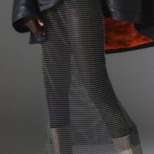 Silence + Noise Urban Outfitters, Black fishnet skirt with rhinestones, sz Large